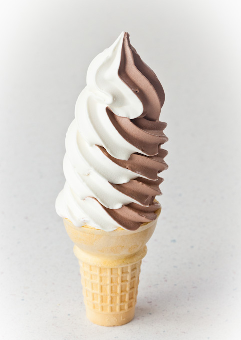 vanilla and chocolate swirl soft serve cone