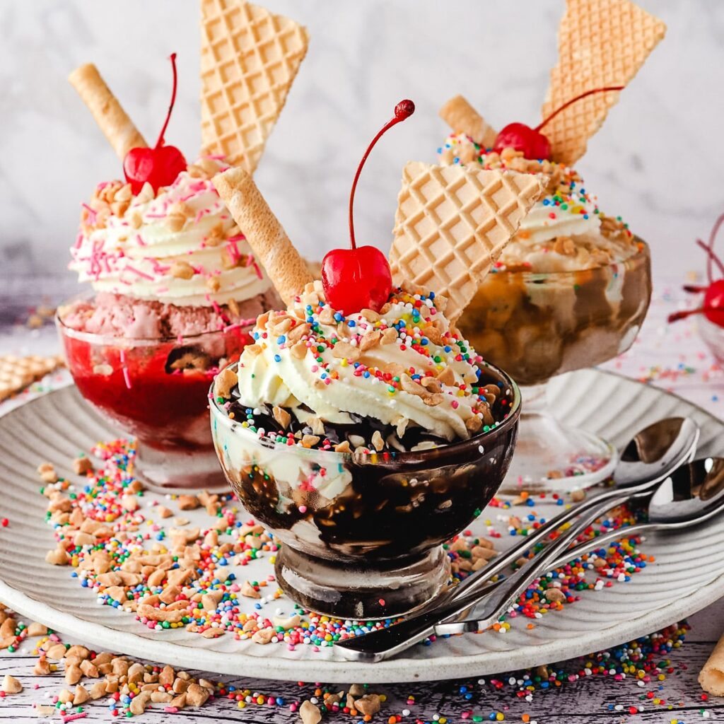 three classic sundaes